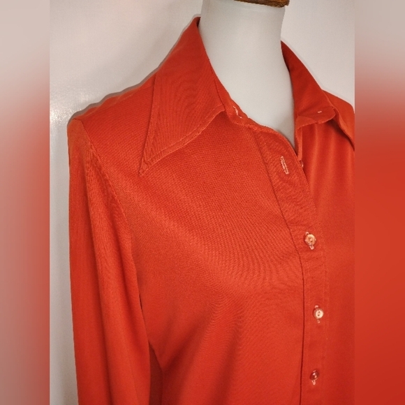 VINTAGE ALEX COLEMAN BRICK POLY BLOUSE - Picture 8 of 8